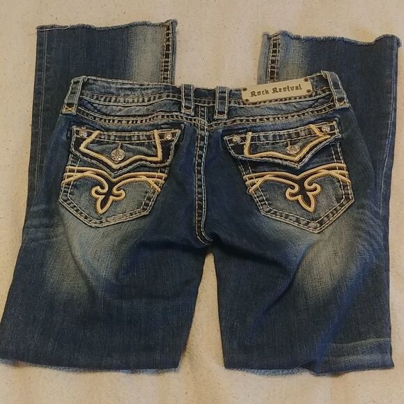 Perfect Raw Hem EUC Rock Revival KELLY Bootcut Jeans 28--- 30" inseam - Picture 1 of 12